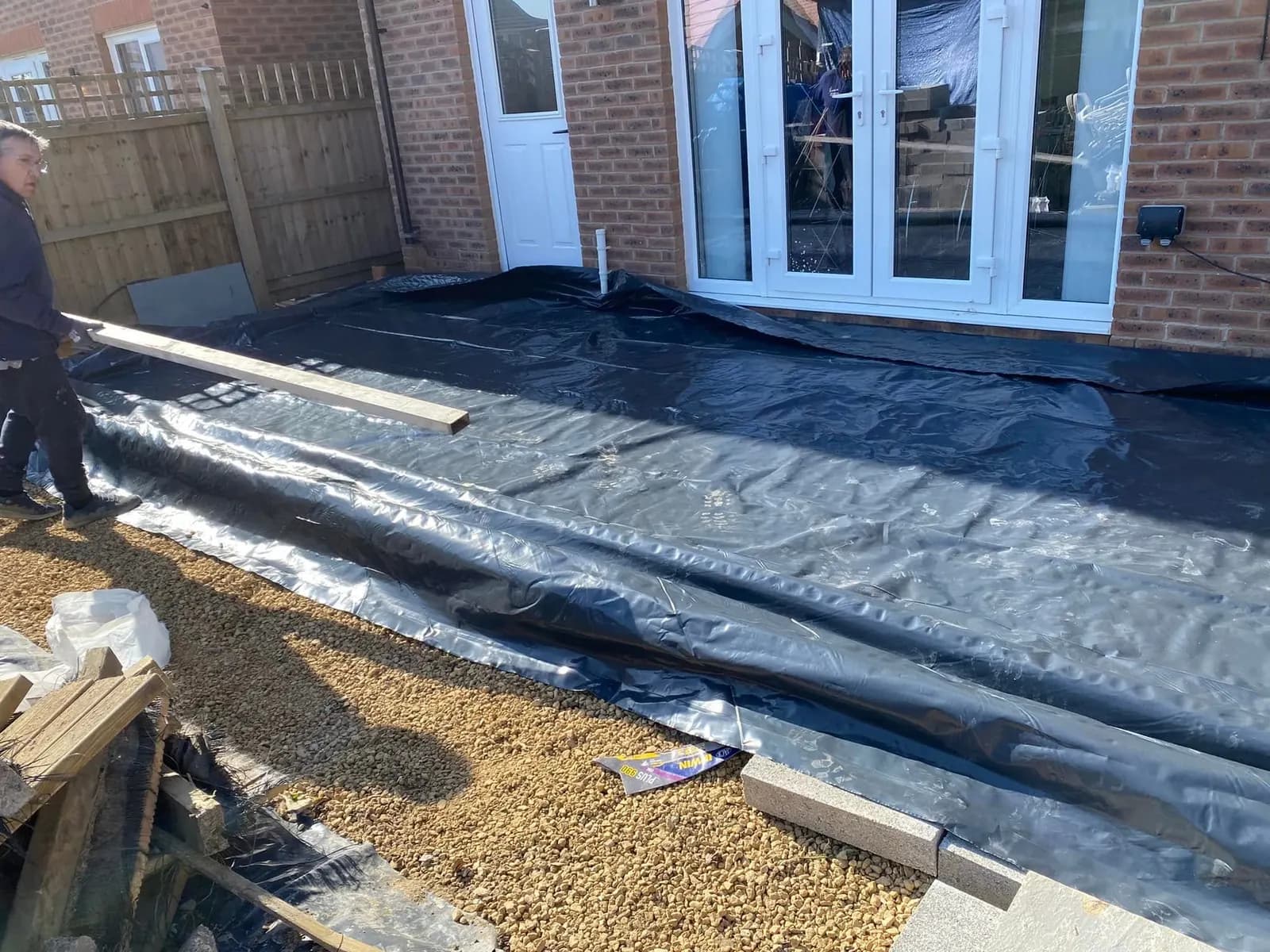 Damp-proof membrane laid for an extension floor slab