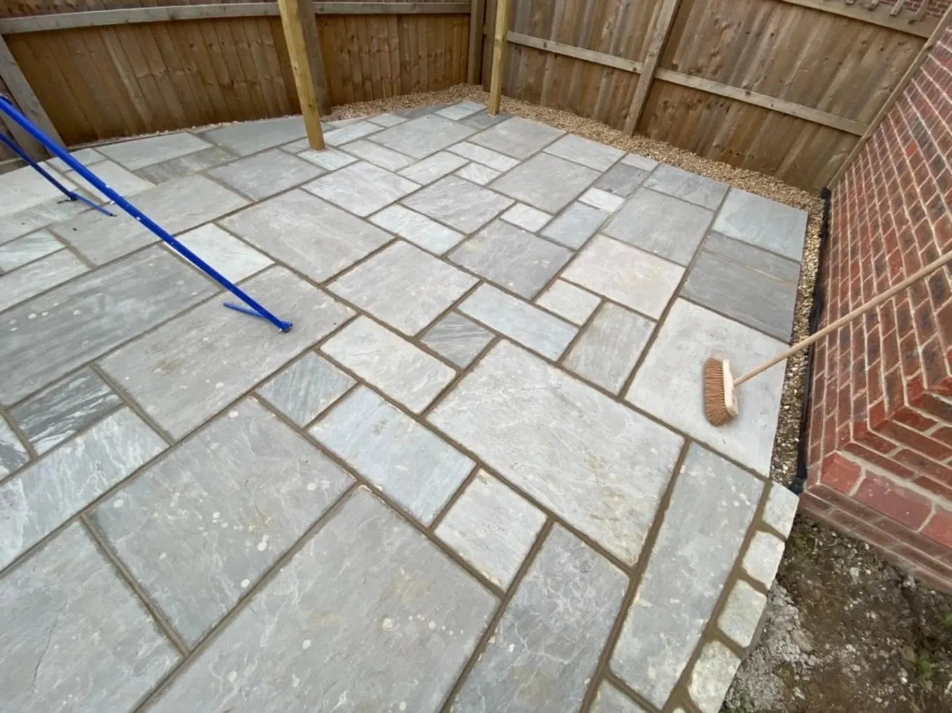 Freshly pointed Indian stone patio