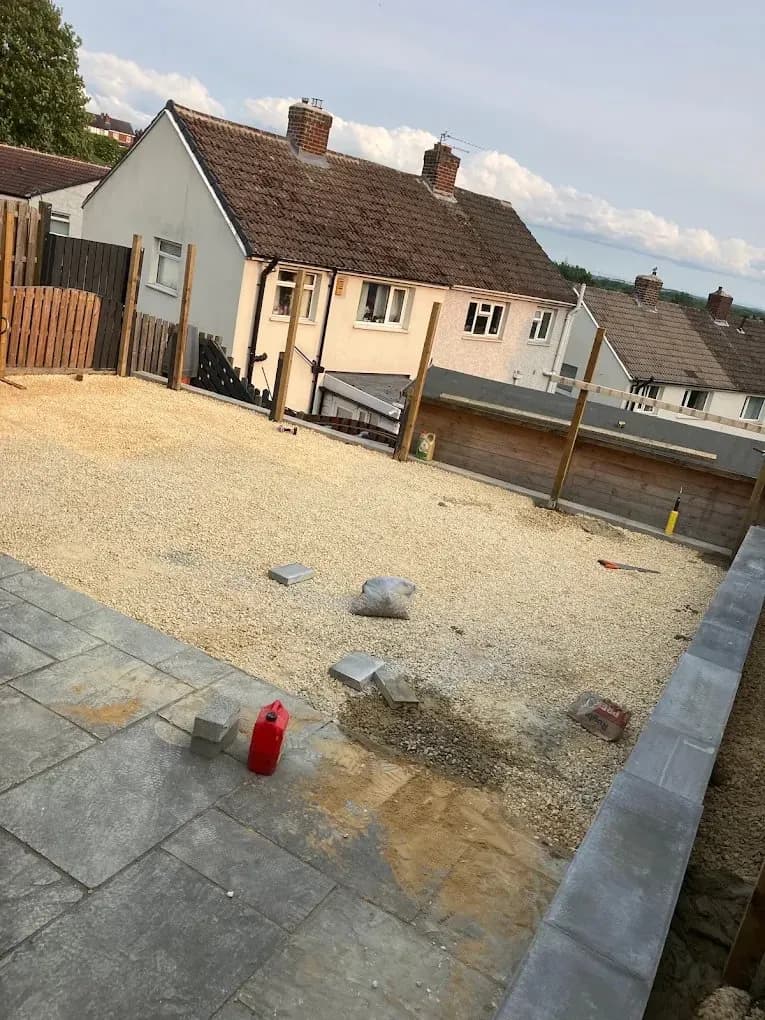 Sub-base preparation for a new garden patio area