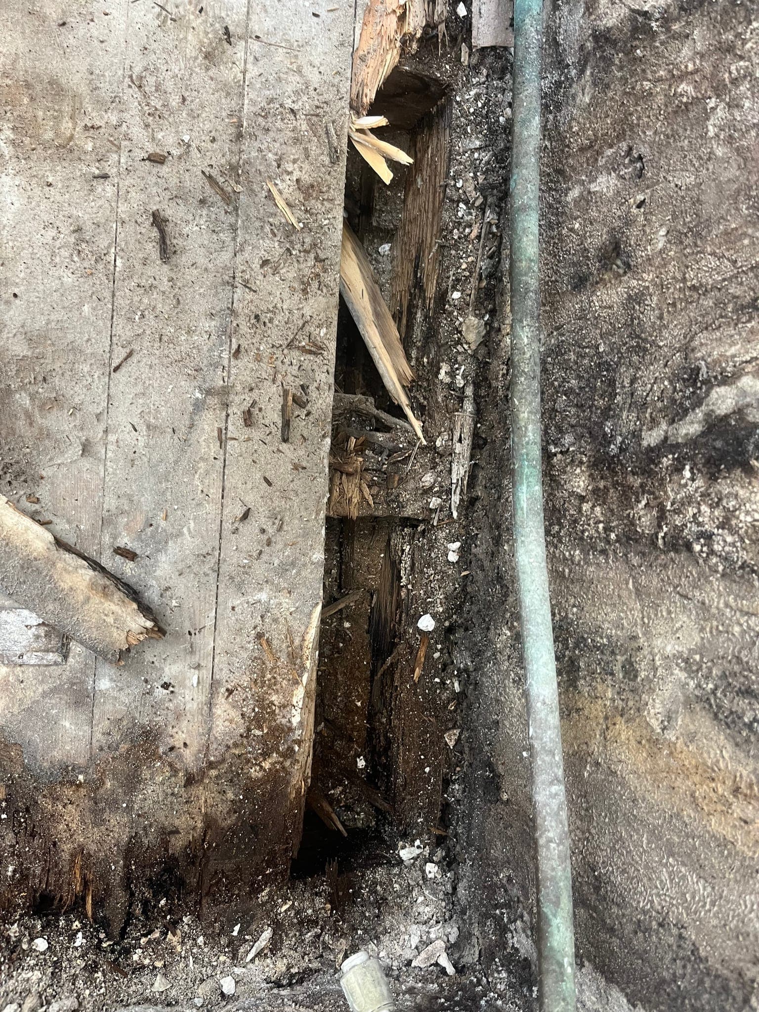 Bathroom floor rebuilt after hidden leak damage, Seacroft — photo 1